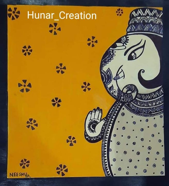 Ganesha Acrylic Painting  uploaded by Hunar Creation on 1/6/2022