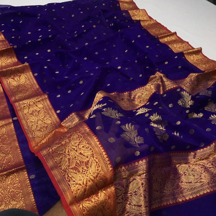 Post image Chanderi handloom silk sareeall over buti workFancy palluFabric soft pattu silkBorder soft mushroom Pattu silkLength 6.5 metar whit blause