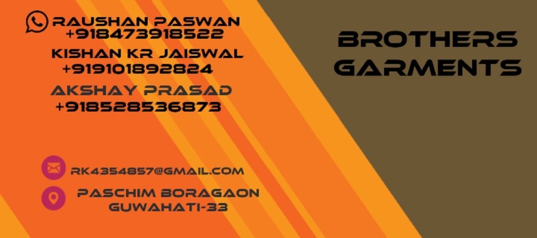 Visiting card store images of BROTHERS GARMENTS