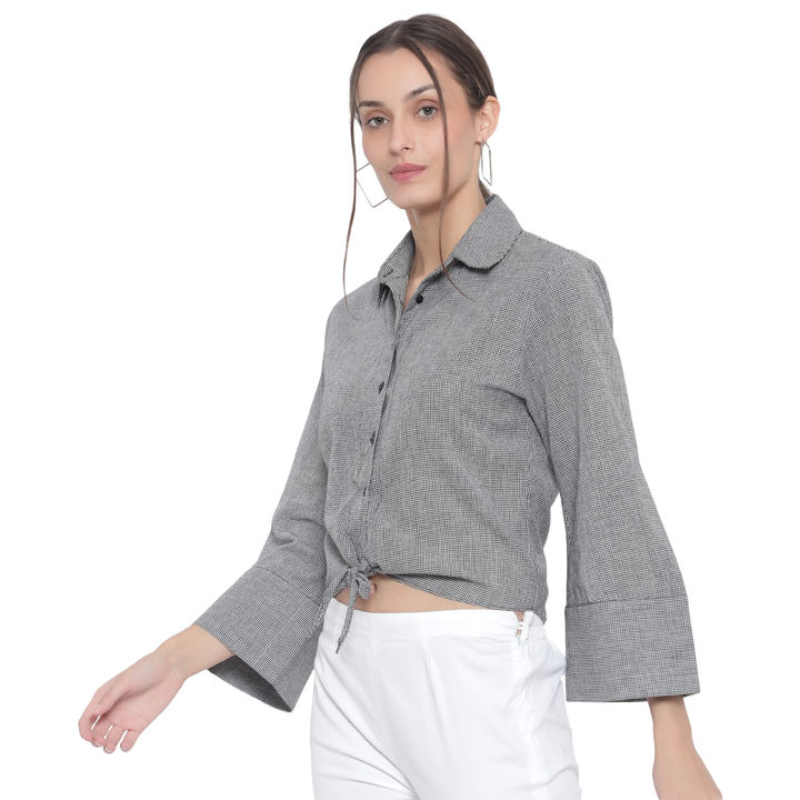 Cotton check front knot shirt  uploaded by business on 1/6/2022