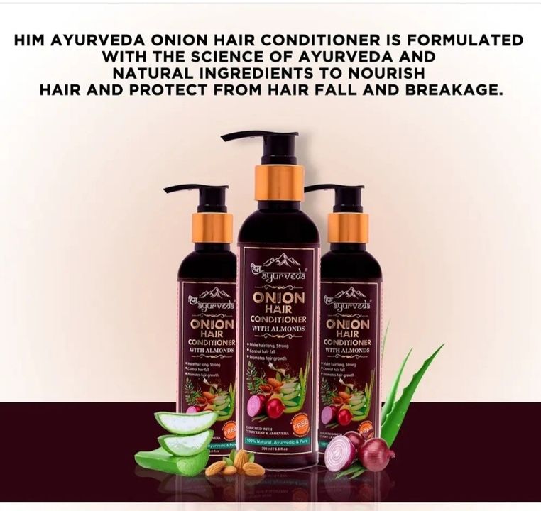 HIM AYURVEDA ONION HAIR CONDITIONER WITH ALMONDS,CURRY LEAVES,ALOVERA AND 15 NATURAL AND PURE HERBS  uploaded by HIM AYURVEDA on 1/7/2022
