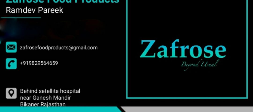 Visiting card store images of Zafrose Food Products