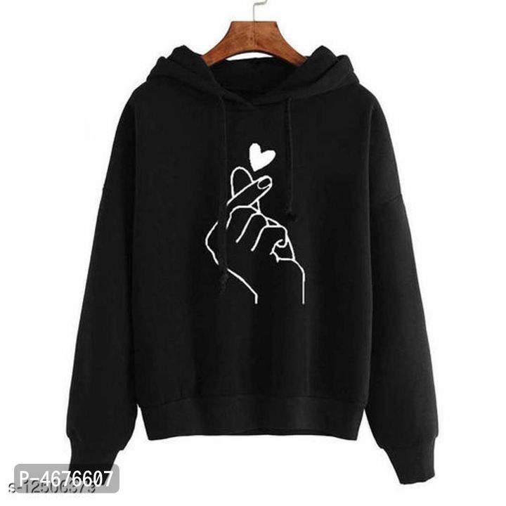 Stylish Fleece Heart Print Hooded Sweatshirt For Women uploaded by business on 1/7/2022