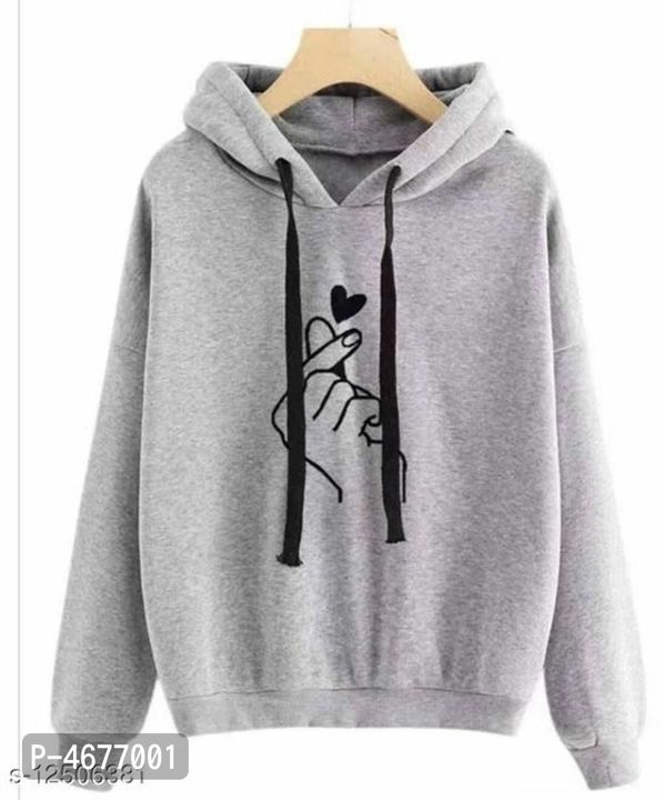 Stylish Fleece Heart Print Hooded Sweatshirt For Women uploaded by business on 1/7/2022