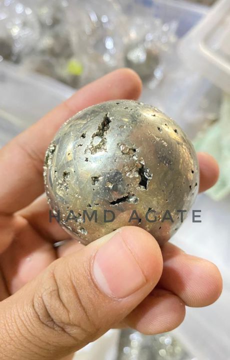 Polished pyrite sphere uploaded by hamd agate on 1/7/2022