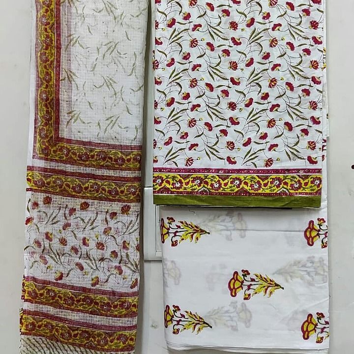 Cotton suit with kota doriya duptta.hand block print. uploaded by business on 9/29/2020