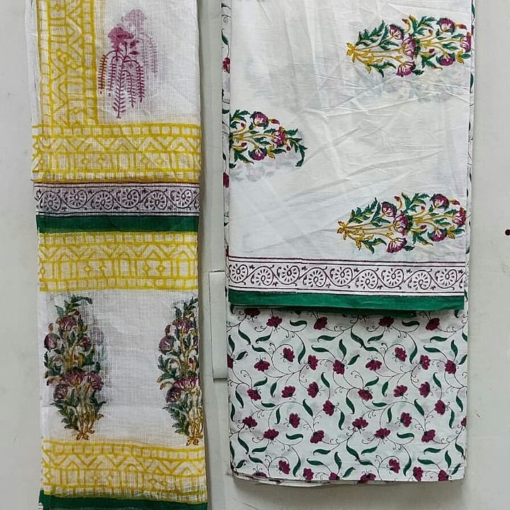 Cotton suit with kota doriya duptta.hand block print. uploaded by business on 9/29/2020