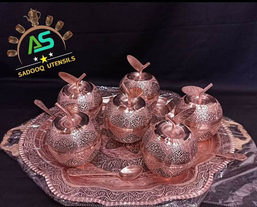 Copper apple bowle with tray  uploaded by business on 1/7/2022