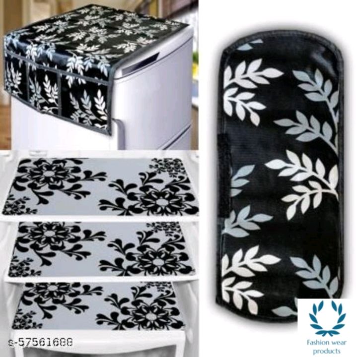 Post image Dakshya Industries Combo Pack of 1 Pc Fridge Top Cover, 1 Pc Handle Cover, 3 Pc Fridge MatMaterial: PVCType: Fridge Combo'sSet: Fridge Top+Handle Cover+Fridge MatPattern: PrintedProduct Breadth: 30 cmProduct Length: 45 cmProduct Height: 0.5 cmMultipack: 5This contains Fridge top cover comes with 6 utility pockets, 3 on each side with longer length to give enough fall on both side of the fridge. Fridge Handle cover comes with velcro attachment for easy to attach and detatch. It contains 3 PVC multipurpose fridge mats which can also be used a drawer and table mat.