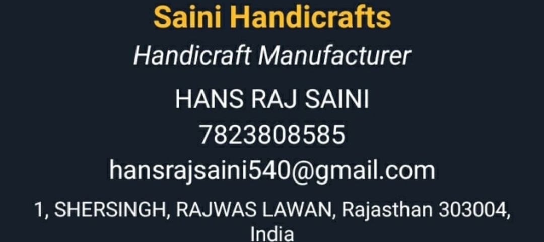 Visiting card store images of SAINI HANDICRAFTS