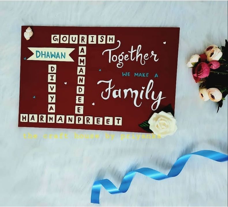 Post image Love for scrabble decor ✨😍❤💖
.
.
.
Our best seller 
Scrabble wall decor 💕

Have you booked your's ? 🤗😇

DM for details !
Happy shopping with us.🛍

#thecrafthousebypriyanka 
#thetealhut 
#gifts #familyphotography #familyphoto #handmadeart #supporthandmadegoods #handmadedecor #walldecorindia #indianhomedecor #indianwalldecor #craftsofIndia #diycrafts #cozyhomes #giftingideas #affordablegifts #budgetgifts #indiangifts #uniquegiftingideas #flowers #love #vibes #vocalforlocalindia #flatlay #togetherforever #makeinindia #madeinindia🇮🇳 #birthday #karnal_the_royal_city #haryana
