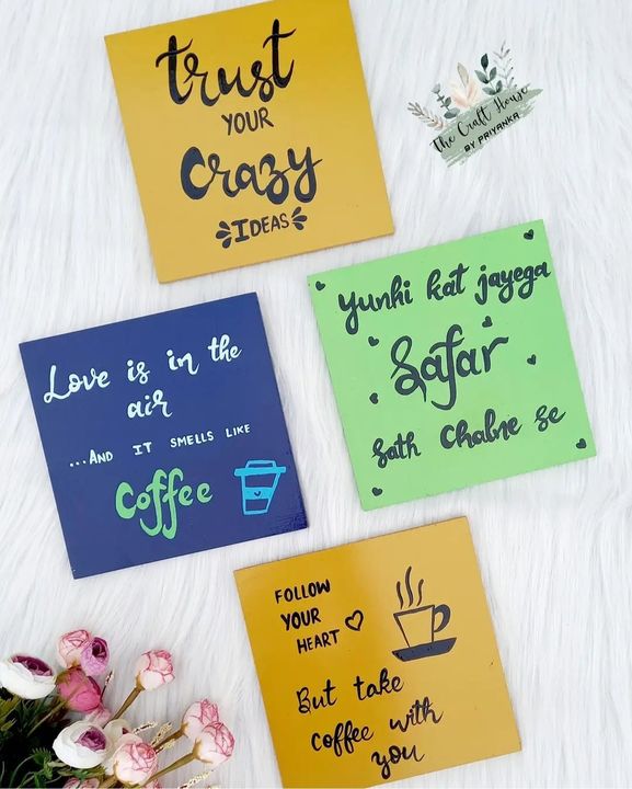 Post image Style your home with these beautiful hand doodled wall frames . 🖼🎨🖌

Can be customized with any quotes of your choice.

DM to Order!

Happy shopping with us. 
 🛍 

#the craft house by priyanka #bohodecor
#bohotribe
#cozyhouse #flatlaystyle #handmadeart #supporthandmadegoods #wallart #homedecorindia #indianhomedecor #positivevibes #homedecor
#welcomehome #indiandecor #decorenthusiast #woodensignboard  #namesign #cute #instagrambuisness #instadaily #instalike #diycrafts #handpainted #karnal #haryana #walldesign #quotesframes