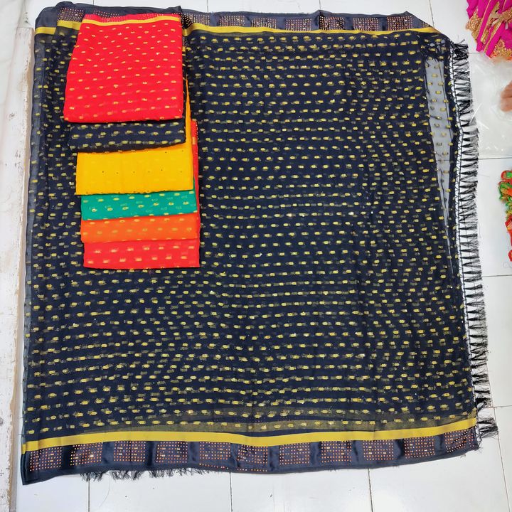 Najmin chiffon sarees, darbari saree with blause uploaded by business on 1/8/2022