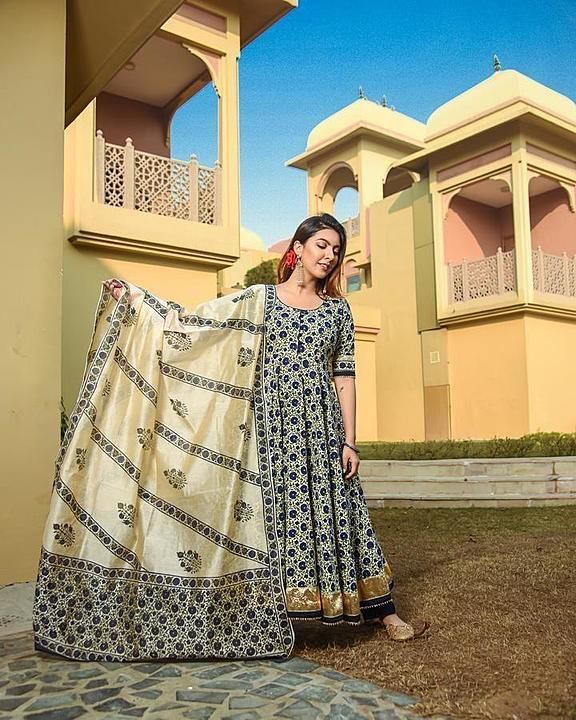 *Beautiful Heavy Rayon ed2 Printed with gold lace work kurti with printed pant with 2.10  dut uploaded by business on 9/29/2020