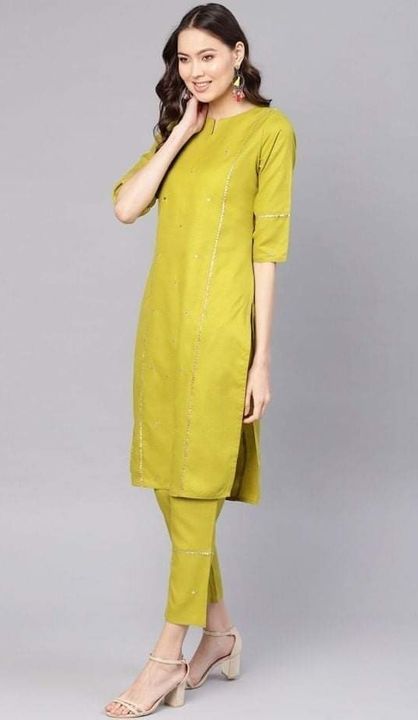 Olive Green Embroidered Straight Kurta With Pants uploaded by business on 1/8/2022