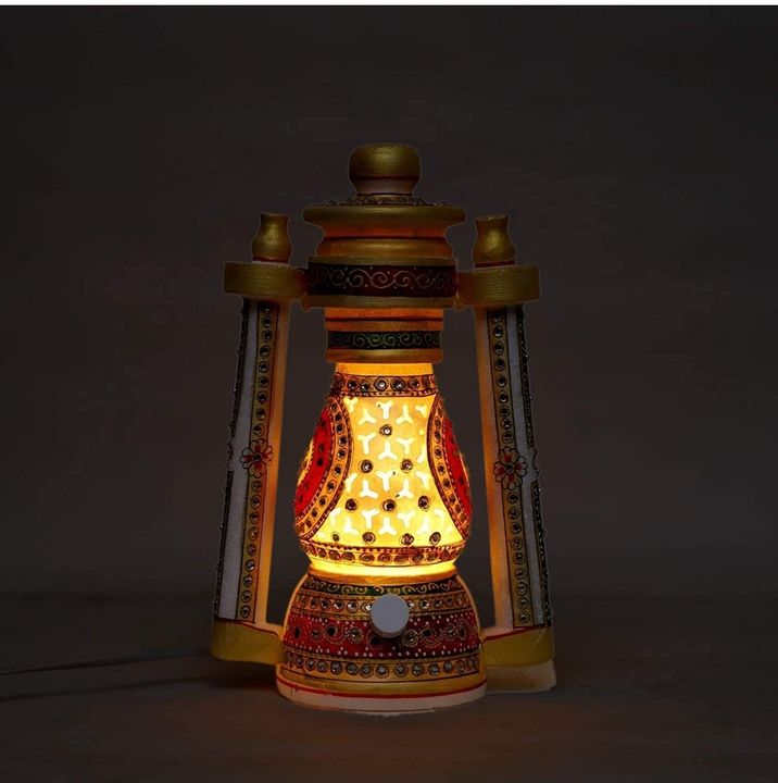 Rajasthani Marble Lantern Lamps for Home Decoration | Round Lantern Table Lamp with Bulb | Decorativ uploaded by STONE FORT INDIA on 1/8/2022