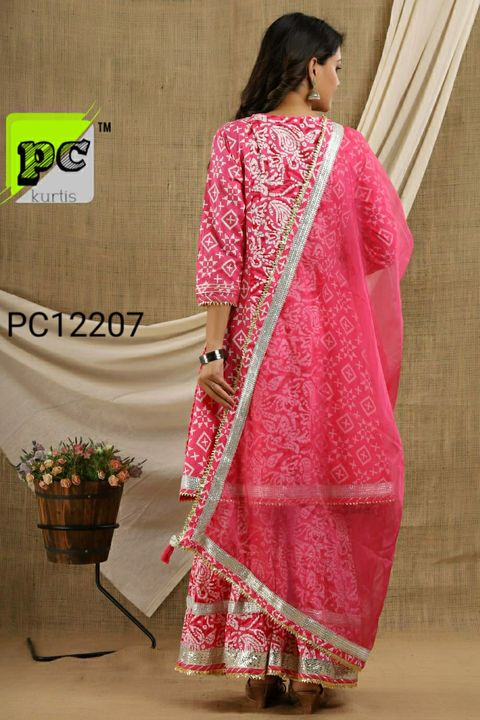 Post image special launching design!!!grab it💥💥💥(Pink)
Cotton  bandhej hand block papylum style  Kurti+ sharara+organza dupatta 🎉🎉🎉
Size 36/38/40/42/44
Pc 12207
Length of kurti 39Sharara 39
Work hand gotta work with mirror work with fancy tussels and heavy lace on dupatta
Price 2230
Shipping free🚚🚚
Cash on delivery available chargeable