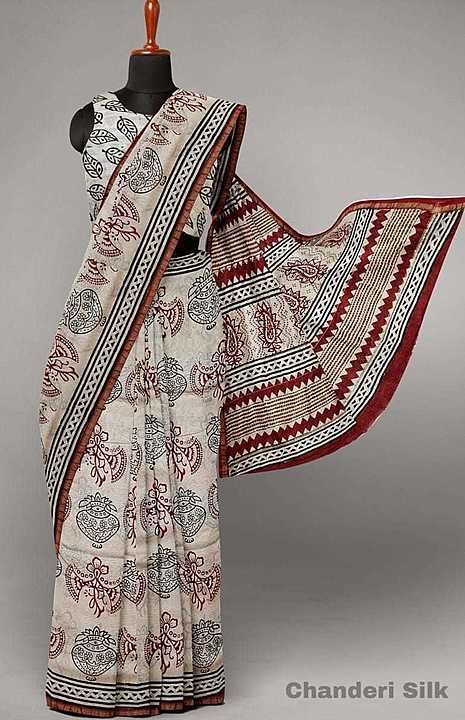 Bagru hand block Chanderi silk sarees . uploaded by raoprinters on 9/30/2020