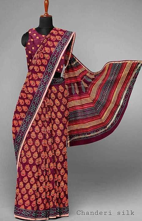 Bagru hand block Chanderi silk sarees  uploaded by raoprinters on 9/30/2020