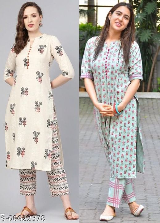Post image Indira Fashion Cotton Printed Kurti Bottom with Dupatta Pack of 2 (DISINI &amp; HIT-BEIGE)Kurta Fabric: CottonBottomwear Fabric: CottonFabric: CottonSleeve Length: Three-Quarter SleevesSet Type: Kurta With BottomwearBottom Type: PantsPattern: PrintedMultipack: Pack Of 2Sizes:S (Bust Size: 36 in, Shoulder Size: 14 in, Kurta Waist Size: 36 in, Kurta Hip Size: 37 in, Kurta Length Size: 42 in, Bottom Waist Size: 28 in, Bottom Hip Size: 37 in, Bottom Length Size: 38 in) XL (Bust Size: 42 in, Shoulder Size: 15.5 in, Kurta Waist Size: 42 in, Kurta Hip Size: 43 in, Kurta Length Size: 42 in, Bottom Waist Size: 34 in, Bottom Hip Size: 43 in, Bottom Length Size: 38 in) L (Bust Size: 40 in, Shoulder Size: 15 in, Kurta Waist Size: 40 in, Kurta Hip Size: 41 in, Kurta Length Size: 42 in, Bottom Waist Size: 32 in, Bottom Hip Size: 41 in, Bottom Length Size: 38 in) M (Bust Size: 38 in, Shoulder Size: 14.5 in, Kurta Waist Size: 38 in, Kurta Hip Size: 39 in, Kurta Length Size: 42 in, Bottom Waist Size: 30 in, Bottom Hip Size: 39 in, Bottom Length Size: 38 in) XXL (Bust Size: 44 in, Shoulder Size: 16 in, Kurta Waist Size: 44 in, Kurta Hip Size: 45 in, Kurta Length Size: 42 in, Bottom Waist Size: 36 in, Bottom Hip Size: 45 in, Bottom Length Size: 38 in) 
Country of Origin: India 799