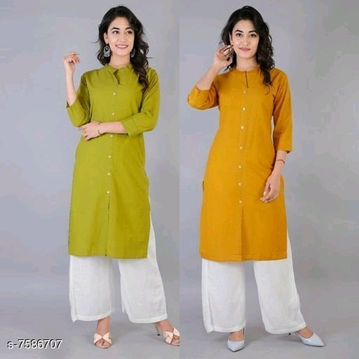 Catalog Name:*Gorgeous Cotton Kurtis*
Fabric: Cotton
Sleeve Length: Three-Quarter Sleeves
Pattern: S uploaded by Satyanam Reseller on 9/30/2020