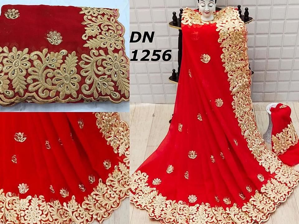 Georgette Sarees with embroidery work  uploaded by Sai fashionz collections  on 9/30/2020