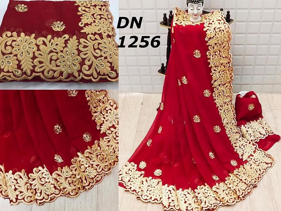 Georgette Sarees with embroidery work  uploaded by Sai fashionz collections  on 9/30/2020