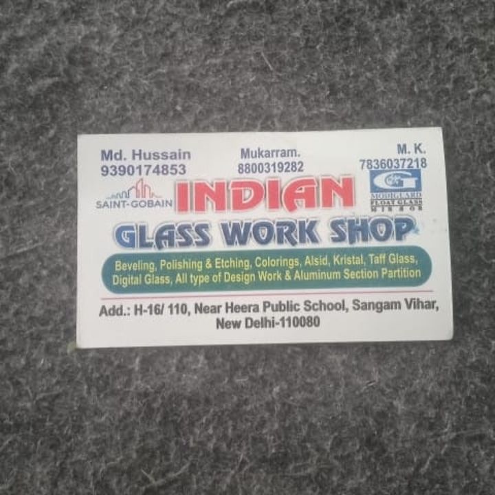 Visiting card store images of Indian Glass Work Shop