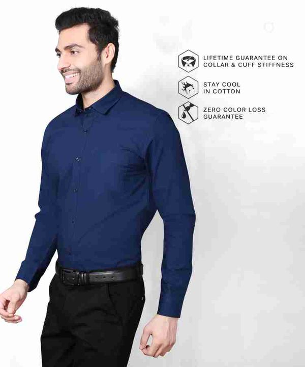 Navy. Blue slim fit solid formal shirt uploaded by business on 1/10/2022