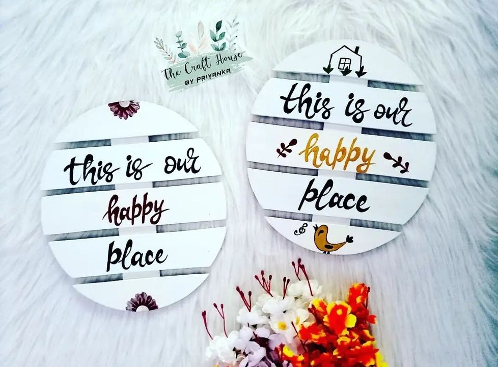 Post image Welcome to our handpainted 🎨 wooden hanging 🏡 to give a warm and inviting welcome to guests. 🎁 
.
Size - approximate 17 inches
.
.
DM to Order.
.
Customizable in any colour , text and design 🌟 
.
.
#handmadegifts
#handpainted
 #walldecor #supporthandmade #supportsmallbusiness #diycrafts #craft #vocalforlocal #diyhomedecor #karnal #haryana
#thecrafthousebypriyanka #thetealhut #handmadeart #handmadegifts #handpainted #homedecor #homedecorindia #wallartdecor #walldecoration #decoríndia #decorenthusiast #decorideas #handmadewithloves #diycrafts #smallbusiness #shopsmall #shoplocal #instagrambuisness #ınstagood #madewithlove #gift