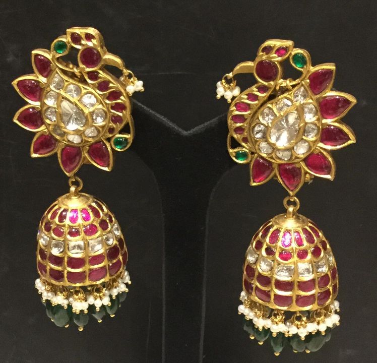 Peacock jhumka set uploaded by Kundan meena jewellery on 1/10/2022