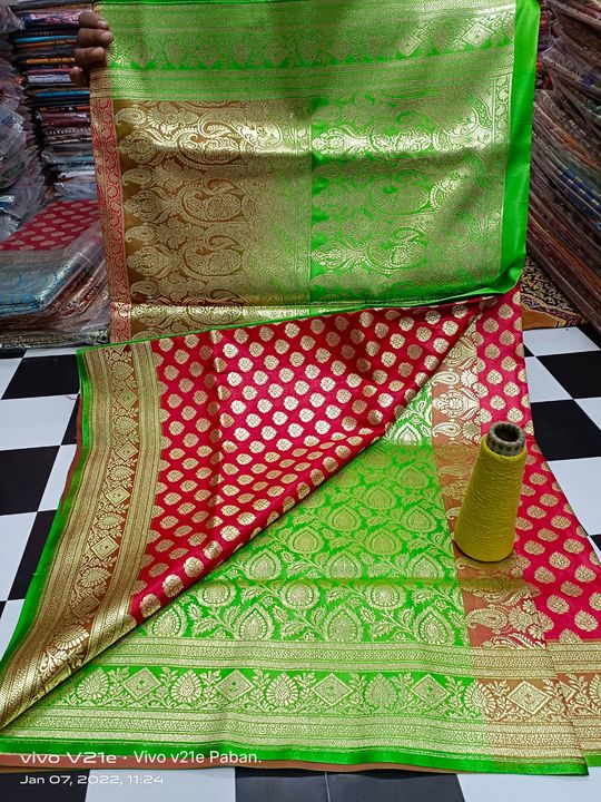 Pure katan BANAROSI SAREE WITH BLOUSE uploaded by business on 1/11/2022