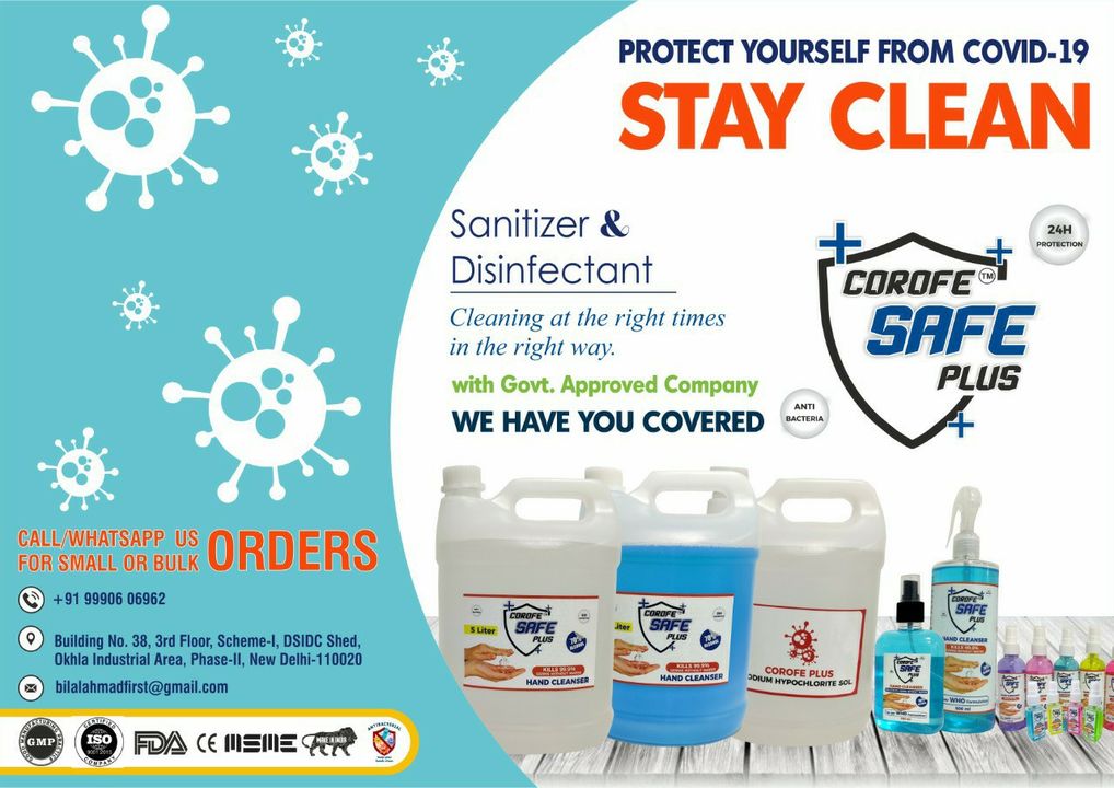 Post image Stay safe with Corofe safe plus sanitizer.