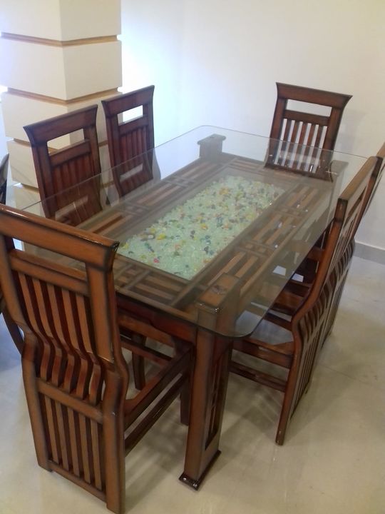 Dining table 6 seater with gilas uploaded by ATHARV MARKETING on 1/11/2022
