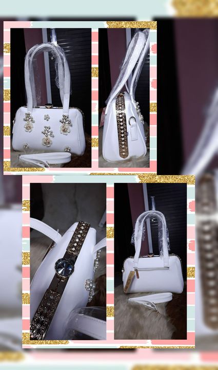 White base with pearl work Hand/Shoulder Bag uploaded by business on 1/11/2022
