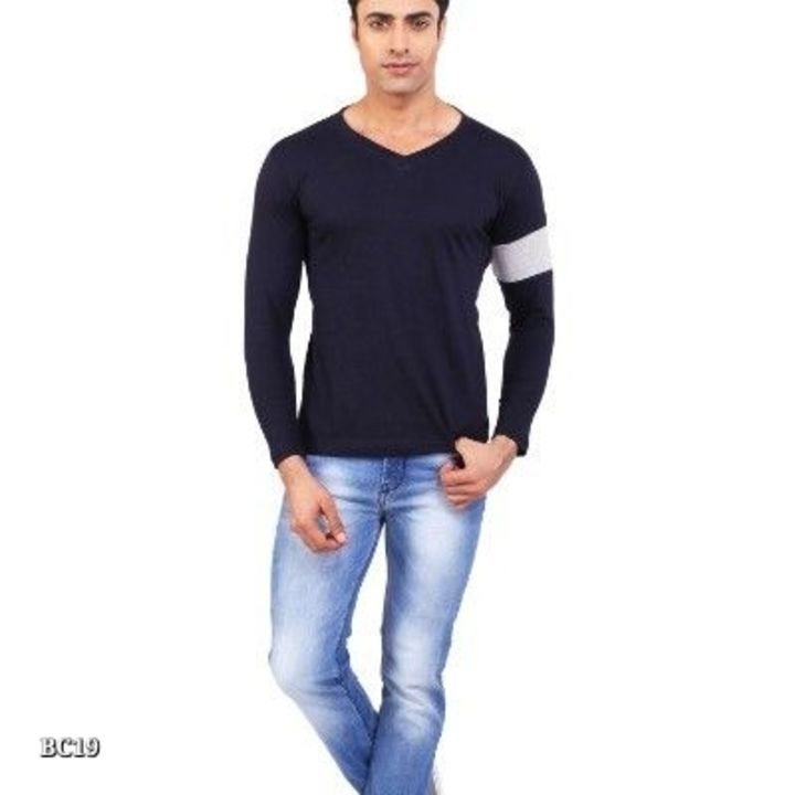 Brand BKS COLLECTION V-NECK FULL SLEEVE STYLIST SOLID FOR MEN'S COTTON MULTI COLOUR T-SHIRT uploaded by B.K.GARMENTS on 1/12/2022