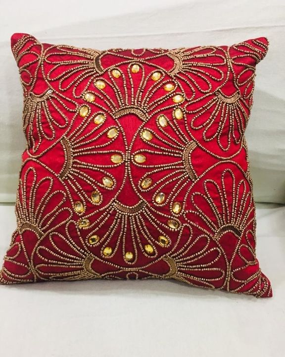 Red cushion cover Golden Embroidery  uploaded by business on 1/12/2022