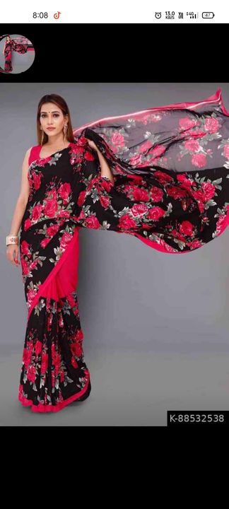 Post image I have new fashionable Georgette saree in 270 rs per pic !!!! Maximum order 5 pic per model at once Cash on delivery Free shipping We have more variety !!