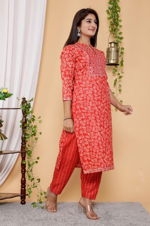 Post image *🌹🌹🌹🌹🌹🌹🌹*AAA+PREMIUM Rayon*💃
*🌹🌹🌹🌹🌹🌹🌹Beautiful Rayon Kurti with Pant &amp; kurti with beautiful embroidery work and less work on kurti &amp; pant*
*Fabric : Rayon*😊
*Quality : 100% gaurantee*
🌹 *Work:- Embroidery work and gota work*
🛍️ *Items : Beautiful embroidery work Kurti and pant*
👗 *Size : M L XL XXL*           *38 40 42 44*

 💸 *Price : 750 😍🙏🏻**Free shipping* 
*Ready in my shop_ full stock available* 🛫🛫🛫
*No less*🤝🏻*No discount*🙏
Whtsapp on 8286905339