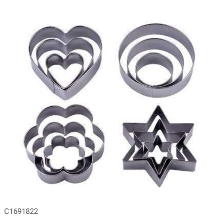 Cookie Cutter- 12pcs Cookie Cutter Round/Heart/Flower/Star Shape Biscuit Mould uploaded by business on 1/13/2022