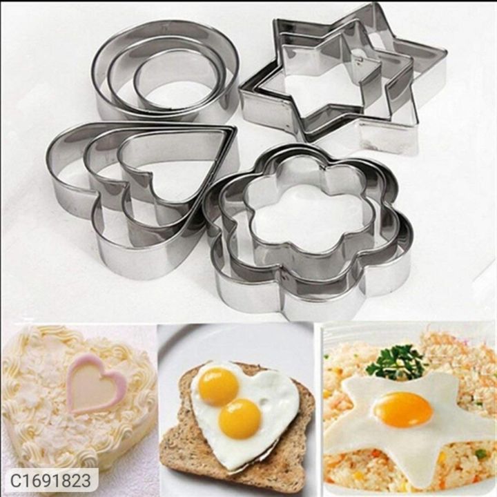 Cookie Cutter- 12pcs Cookie Cutter Round/Heart/Flower/Star Shape Biscuit Mould uploaded by Shresta on 1/13/2022