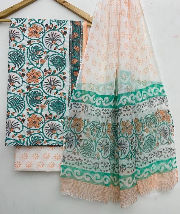 Cotton suits with chiffon dupatta uploaded by business on 1/13/2022