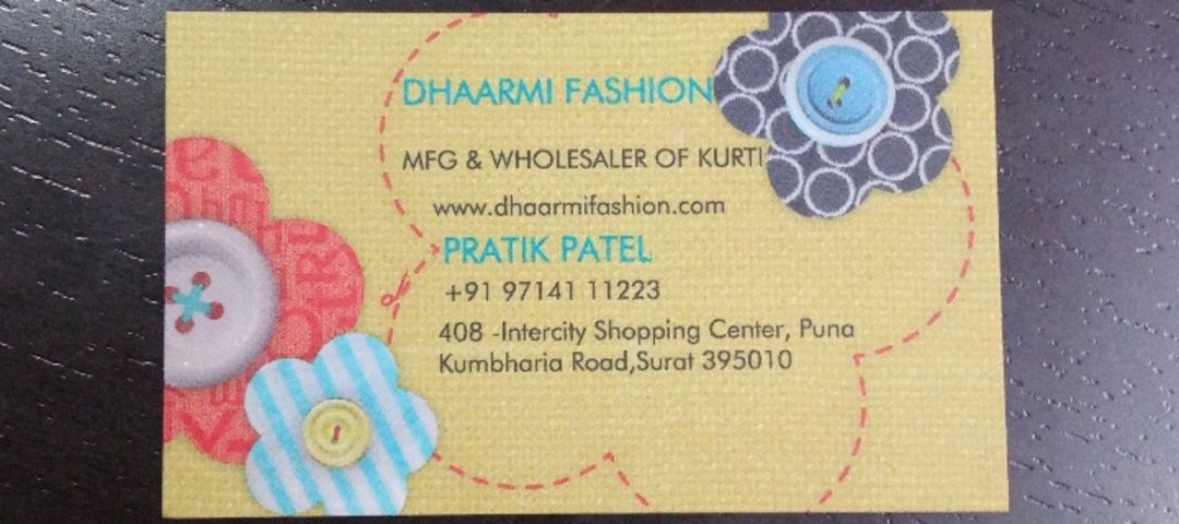 Visiting card store images of Dhaarmi Fashion