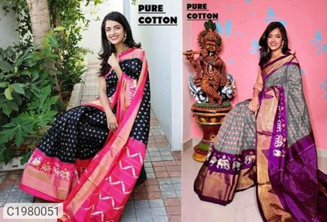 ACS🛍️printed pure cotton saree uploaded by ALLIBABA MART on 1/13/2022