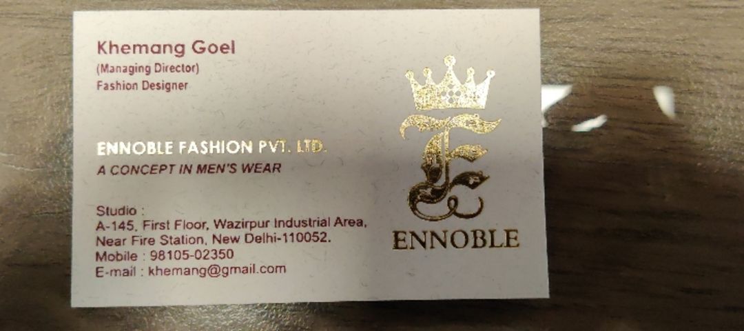 Visiting card store images of Ennoble Fashion Private Limited