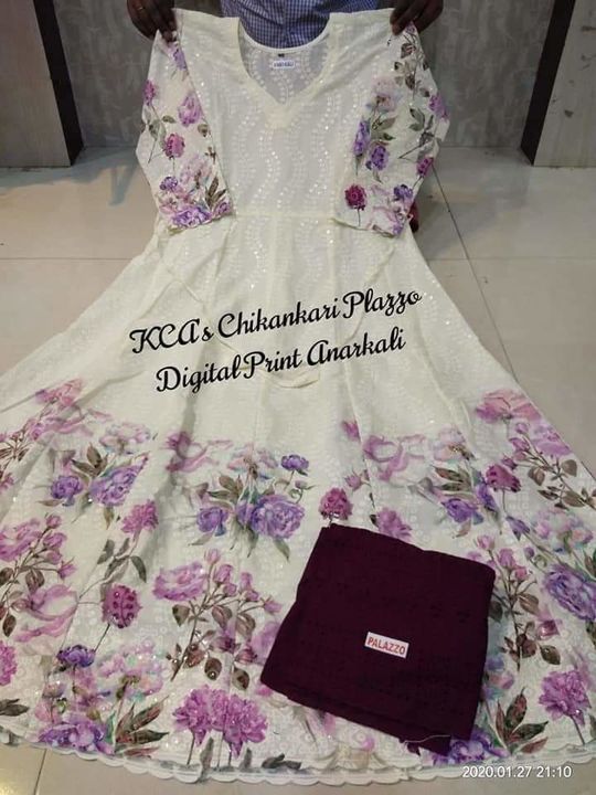 *KCA Digital Print Anarkali Plazzo - 1551*

*Pure cotton fabric beautiful Chikan Embroidery sequence uploaded by business on 1/13/2022
