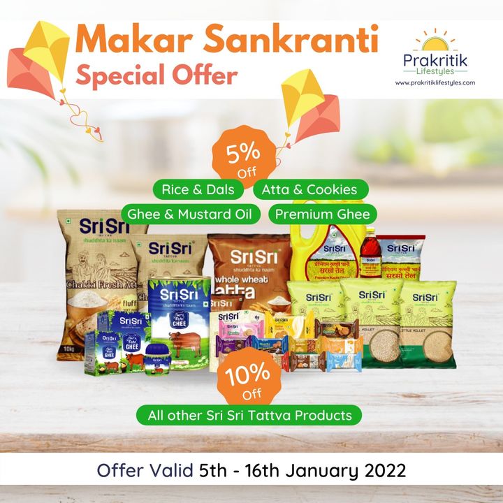 Post image MAKAR SANKRANTI special offer on all Shri Shri organic products.
For Bulk orders send message on chat Anar app