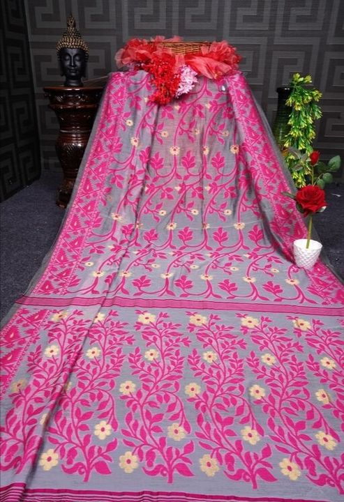 Dhakai Jamdani Saree Kolkata Pure Cotton Soft Silk Sari uploaded by Maji collection on 1/14/2022