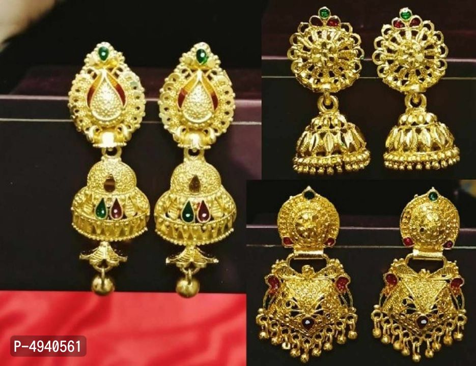 3 design Jhumka gold plated  uploaded by Red Peonies on 1/14/2022