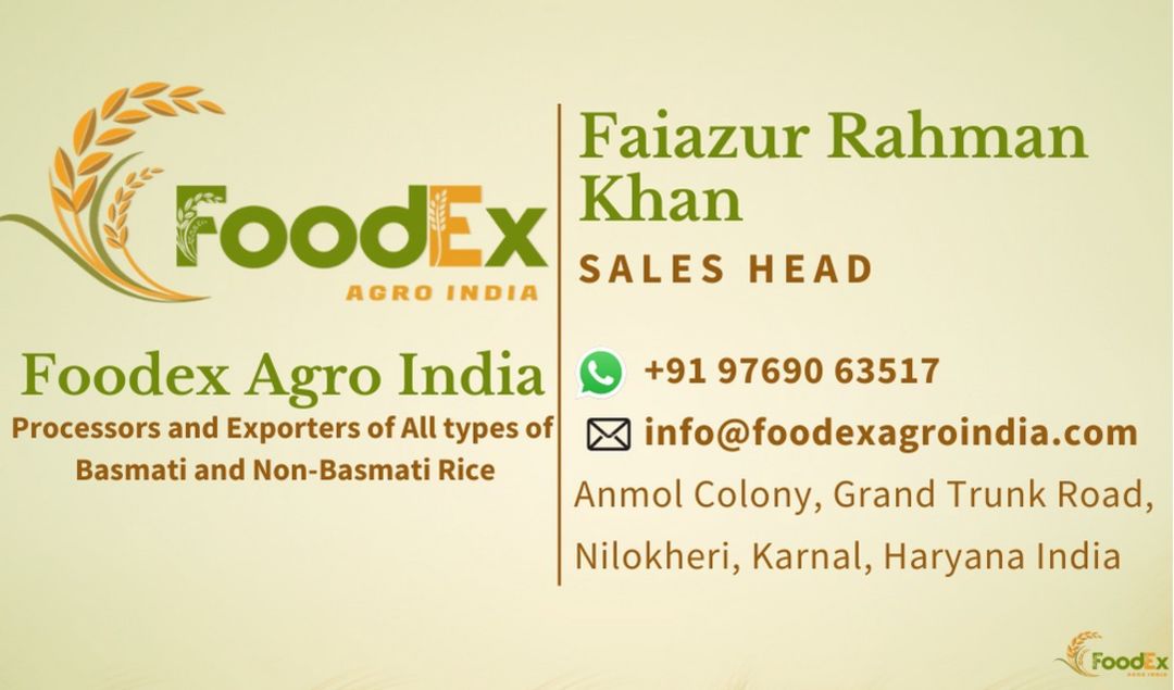 Post image Hi Connection, Hope you people are doing well in this uncertain situation we are glade announced our new venture of basmati and non basmati rice ... Please feel free to ping me on WhatsApp for any export enquiry ... WhatsApp : https://wa.me/message/DGYJBCKPL63LL1